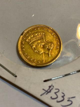 Us 1857 $1 One Dollar American Princess Indian Head Gold Coin