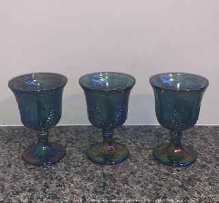 Indiana Carnival Glass - Blue Goblet (3)