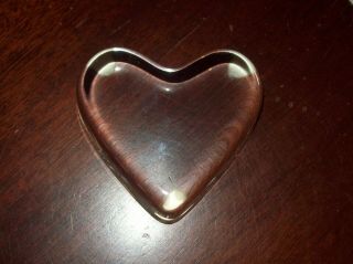 Baccarat Crystal Clear Glass Heart Figurine / Paperweight Approx.  3 - 1/2 " X 1 "