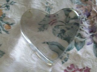 Baccarat Crystal Clear Glass Heart Figurine / Paperweight Approx.  3 - 1/2 
