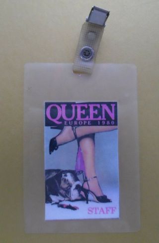 Queen Freddie Mercury 1980 Europe Tour Backstage Pass Concert Staff Pass