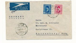 D006728 Ss Ussukuma Ship Cover - Airmail Cover Egypt 1937 Suez Ravensburg