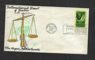 Fdc Hand Painted Un United Nations 1961 Scott 89 J.  T.  Rine Vf