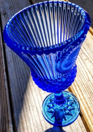 Vintage 1976 Fostoria Avon George Washington Elegant Cobalt Blue Chalice Goblet