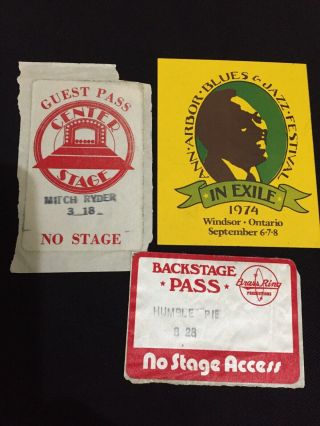 Vtg Detroit Area Backstage Pass Mitch Ryder Humble Pie Ann Arbor Blues 1974