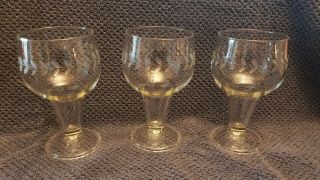 Vintage Anchor Hocking Hobnail Etched Laurel Leaf Pattern Beer Glasses Set Of 3