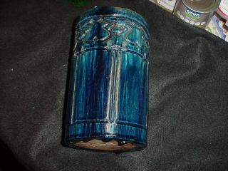 Old Arts & Crafts Design Vase - Wild Glazes - Old And Very Heavy - Signed
