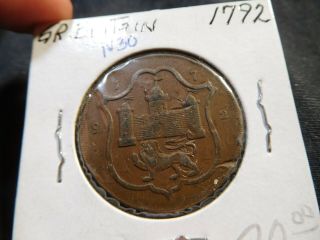 N30 Great Britain Norwich 1792 1/2 Penny Token