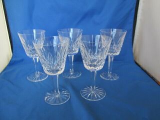Set Of 5 Waterford Crystal Lismore Claret Wine Glasses 5 7/8 " 5 Oz Older Mark