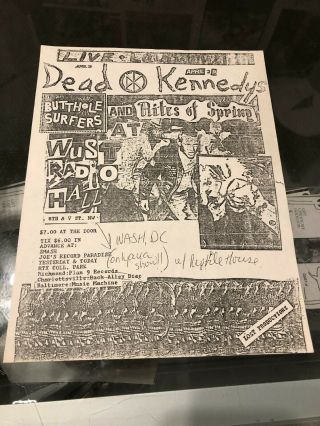 Dead Kennedys/butthole Surfers/rites Of Spring Orig 80s Dchc Punk Flyer Kbd Vtg