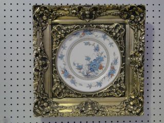 Ornate Gilded Framed Noritaki Bleufleur Dinner Plate Decorative Wall Hanging