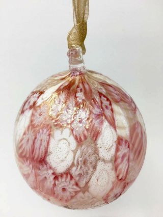 My Italian Decor Authentic Murano Glass Millefiori Ornament,  Light Pink 2