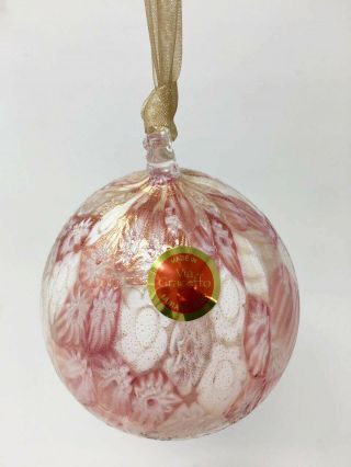 My Italian Decor Authentic Murano Glass Millefiori Ornament,  Light Pink 3