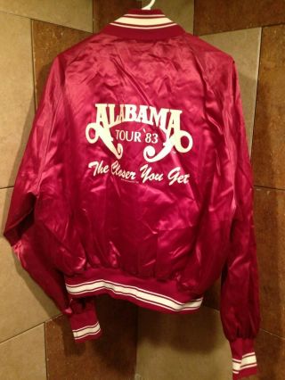 Vintage 1983 Alabama The Closer You Get Tour Burgandy Satin Jacket Size L