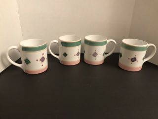Euc Caleca Italy Belvidere Terra Cotta Pottery Signed Coffee Mugs Cups Set Of 4