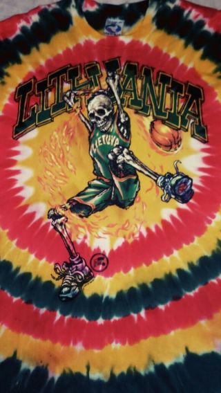 Ultra Rare Grateful Dead Lithuania Basketball T - Shirt - Xl - Liquid Blue 1996