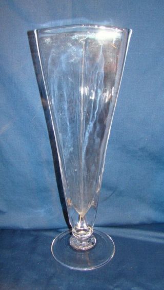 Simon Pearce Crystal 14 1/2 " Triangular Vase