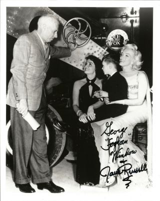 " Gentlemen Prefer Blondes " Signed Photo Jane Russell George Winslow With Marilyn