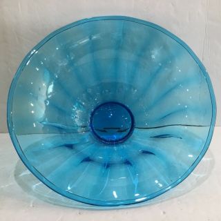 Steuben Glass (signed) Celeste Blue Console Bowl 12” Diameter 4.  5” Tall