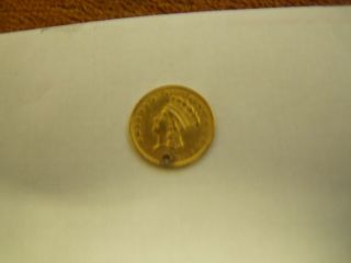 1857 $1 Indian Princess Head Gold Dollar,  U.  S.  Gold Coin,  (holed)