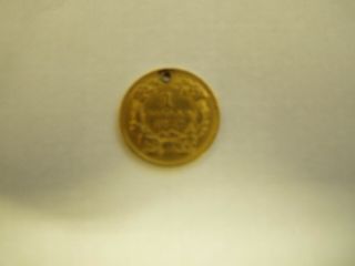 1857 $1 Indian Princess Head Gold Dollar,  U.  S.  Gold Coin,  (Holed) 3