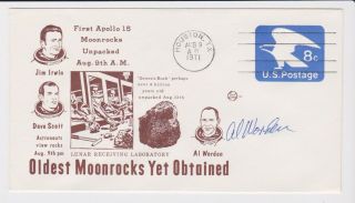 Stamps Space Cover Signed Nasa Apollo 15 Astronaut Al Worden