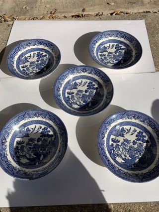Churchill England Blue Willow 8in Bowls X 5