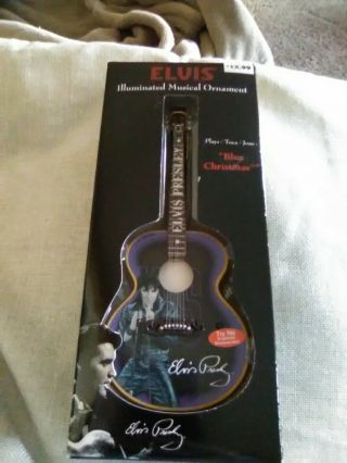 Elvis Presley 7 " Illuminated/musical Guitar Ornament " Blue Christmas "