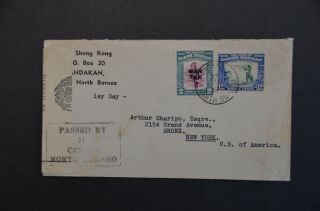 North Borneo 1941 Censored War Tax Cover To Usa