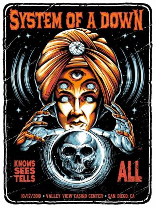 System Of A Down San Diego Posters A/e Xx/70 Valley View Casino Center 2018