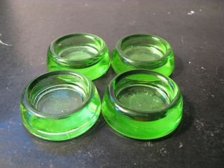 (4) Vintage Hazel Atlas Green Uranium Vaseline Glass Furniture Coasters