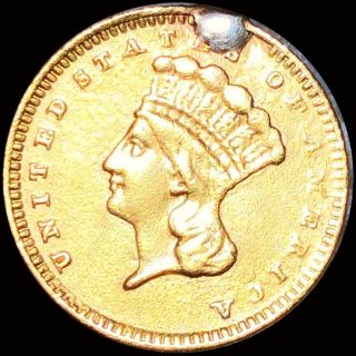 1862 Rare Gold Dollar Au,  " Details " Philly Rare Indian Princess $1 Coin Nr