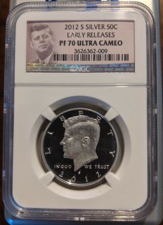 2012 S Silver Kennedy Half Dollar Ngc Pf 70 Early Release Ultra Cameo Portrait