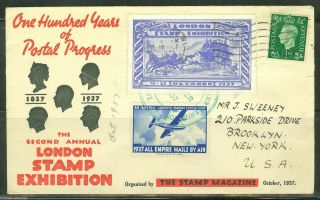 Great Britain 1937 London Stamp Exhibition Cover To Brooklyn Ny
