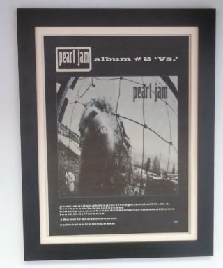 Pearl Jam Album 2 Vs 1992 Rare Poster Ad Framed Fast World Ship