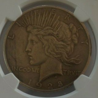1928 PEACE DOLLAR NGC AU Details Cleaned Silver $1 Coin 2