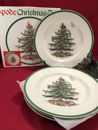 Classic Spode Set Of Four Christmas Dinner Plates Made In England