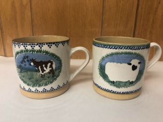 Nicholas Mosse Pottery Made In Irelane Set Two Mugs Cow And Sheep