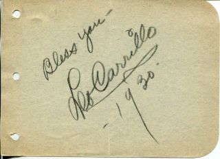 Leo Carrillo Signed Page Autograph Actor The Cisco Kid