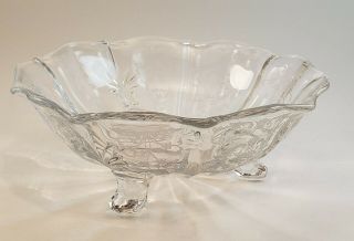 Vintage Fostoria Navarre Etched Crystal 3 Toed Footed 6 3/4 " Bowl