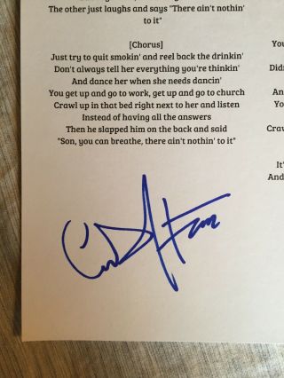 CODY JOHNSON Country Star SIGNED Auto Ain’t Nothin To It Lyric Sheet Proof 2