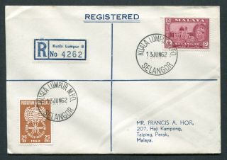 1962 Malaya Selangor 5c,  (25c) Stamps On Reg.  Cover With K.  L.  M.  P.  O.  Cds Pmks