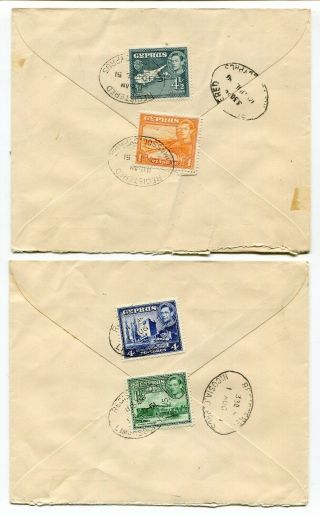 Cyprus 1951 Limassol - George Vi - Two Registered Covers - Frankings