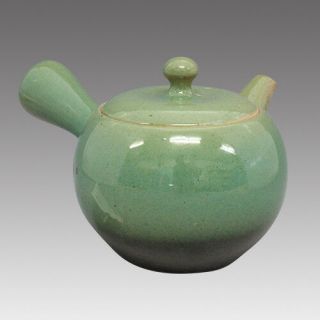 Tokoname Kyusu Teapot - Issin - Green Glaze 360cc/ml - Refresh Stainless Steel Net