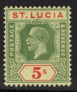 St.  Lucia Sg105 1923 5/ - Green & Red/pale Yellow Mnh
