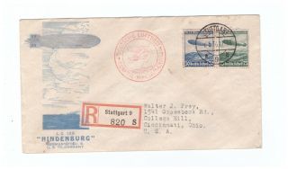 Germany Scott C57 And C58 On 1936 Zeppelin Registered Cover To Ohio,  Usa