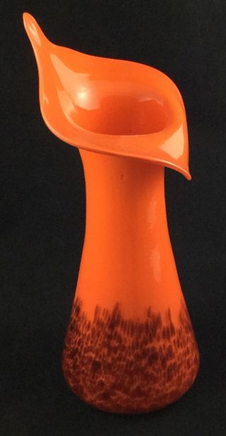 Art Deco 1920s Czech Bohemian Orange Tango Jack In Pulpit Art Glass Vase Vintage