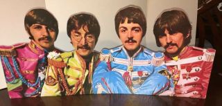 1967 Beatles Cardboard Display Sign Sgt Peppers Lonely Hearts Club Band - 2 Feet