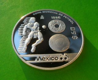 1985 Mexico 50 Pesos 1986 World Cup Soccer Games Proof - Silver (km 504)