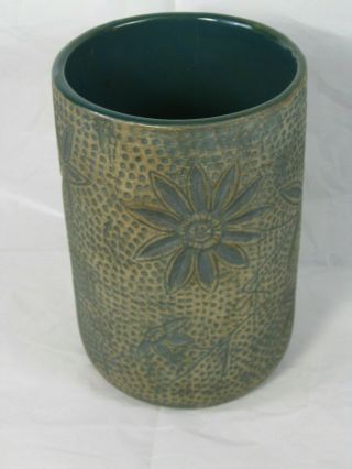 Vintage Red Wing Union Stoneware Co.  Green Brushware Vase